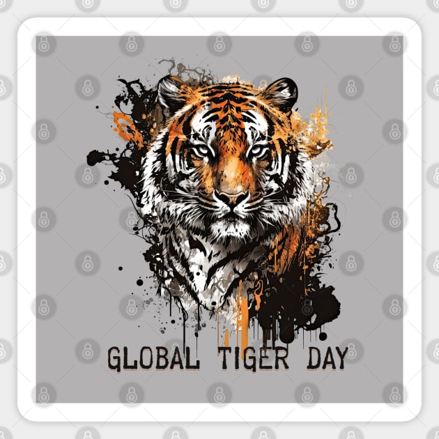 Global Tiger Day, grunge tiger Sticker by HolidayBug